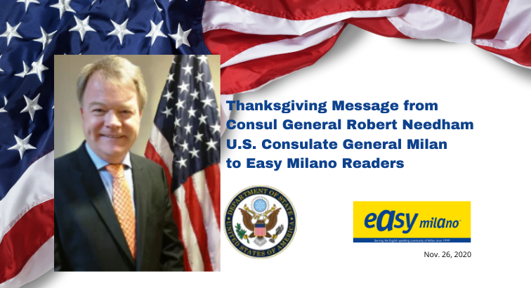 Thanksgiving Message from Robert S. Needham, U.S. Consul General in Milan November 2020