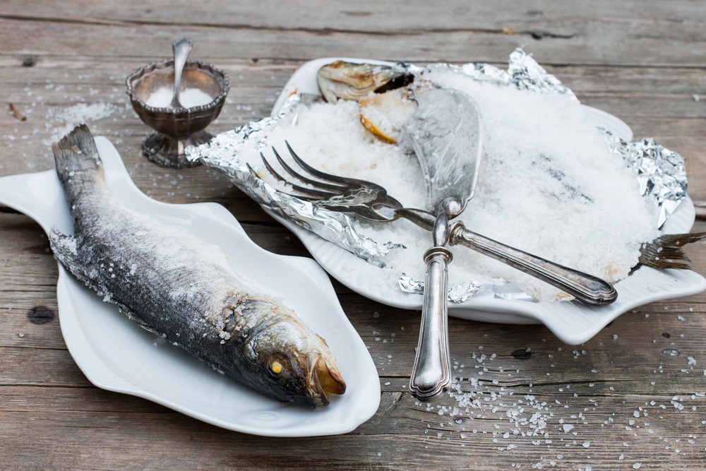 Sea bass baked in a salt crust – “Branzino al Sale”