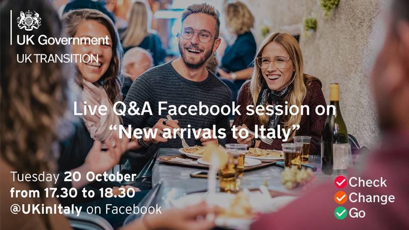 Live Q&A Facebook Session for “New Arrivals to Italy”